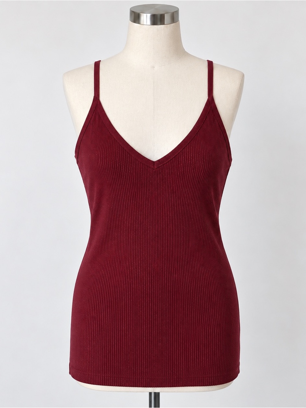 Torrid Fitted Pullover Cami Sweater 3X 22-24 Maroon Ribbed Knit NWT